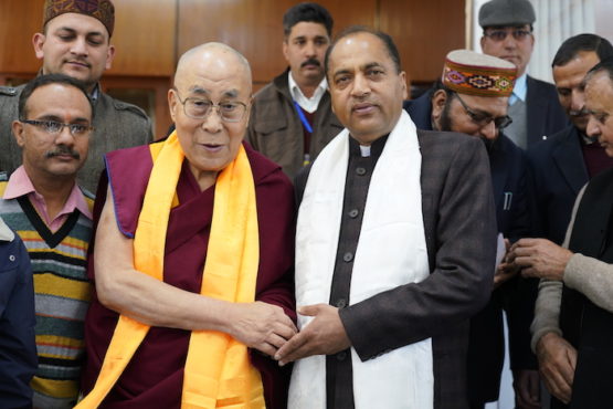 印度喜马偕尔邦首席部长贾兰姆·塔库尔在达兰萨拉觐见西藏精神领袖达赖喇嘛尊者 2018年2月1日 照片/OHHDL
