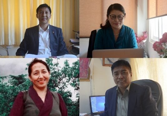 藏人行政中央新任命的四名秘书长；扎西多杰先生（左上），次仁央金女士（右上），益西旺姆（左下），旺度次仁先生（右下）