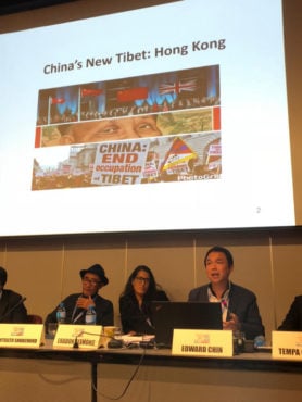 钱志健在「日内瓦论坛」上讲述香港的情况 照片/钱志健提供