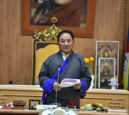 西藏人民议会议长白玛炯乃在第七次会议开幕式上致辞 2019年3月19日 照片/Passang Dhondup/CTA