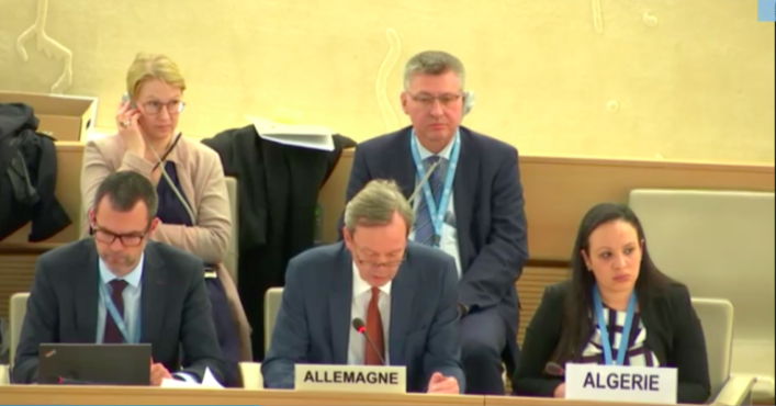 德国代表迈克尔·弗雷赫尔先生在联合国人权理事会第四十届会议上发言 照片/驻日内瓦办事处
