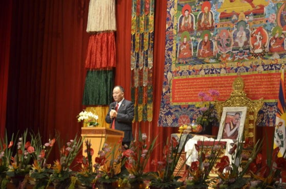 藏人行政中央驻台湾办事处代表达瓦才仁在达赖喇嘛尊者84华诞庆祝活动上致词 2019年7月6日 照片/Jayang Tsering/CTA