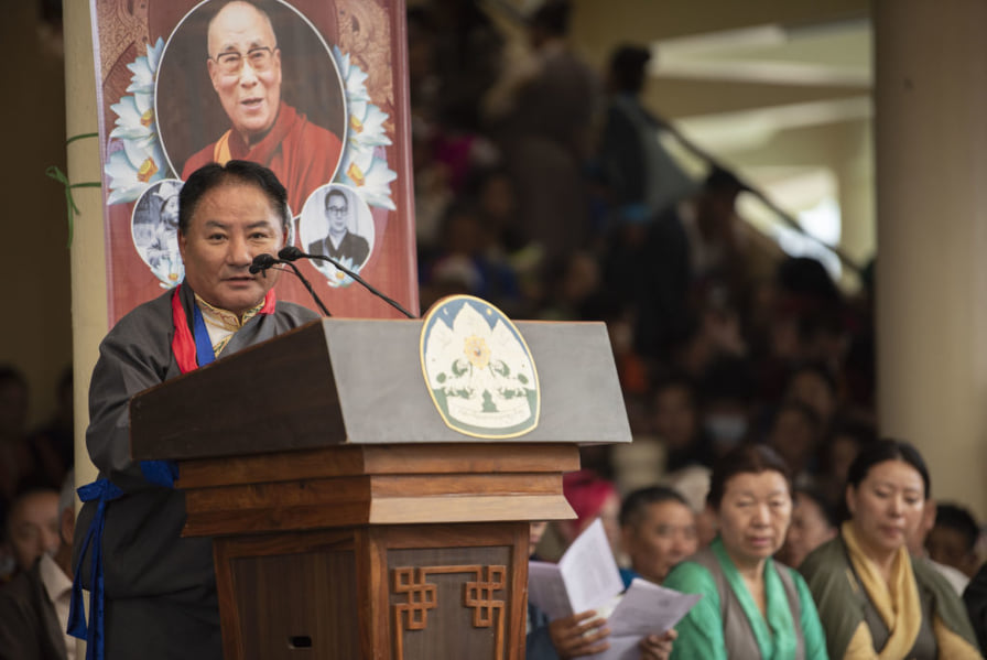 西藏人民议会议长白玛炯乃在达赖喇嘛尊者八十四华诞官方庆祝活动上发表讲话 2019年7月6日 照片/Tenzin Jigme/CTA