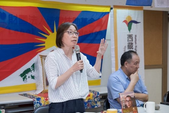 林淑雅表示《我的国土与子民》讲述了丰富的西藏历史，围绕达赖喇嘛从小到大、直到离开西藏所经历的一切，见证了西藏如何一步一步失去独立国家地位的历史。 （西藏台湾人权连线／提供；Artemas Liu／摄）