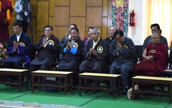 出席“第十四次流亡藏人宗教大会”的藏人行政中央民主三大支柱的领导人 2019年11月27日 照片/Tenzin Pheden/CTA