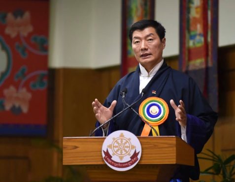 藏人行政中央司政洛桑森格在第十四次流亡藏人宗教大会开幕式上致辞 2019年11月27日 照片/Tenzin Pheden/CTA