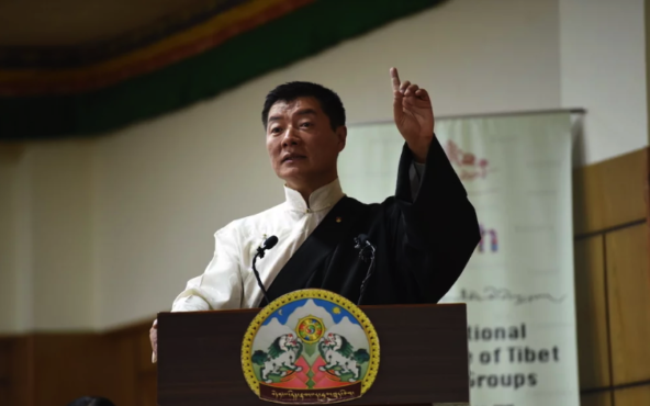 司政洛桑森格在第八届国际支持西藏团体大会开幕式上致辞 2019年11月3日 照片/Tenzin Jigme/CTA