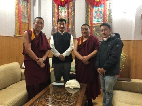 西藏人民议会议员格西拉让巴洛桑巴登和阿珠次丹及達蘭薩拉行政長官貢嘎次仁會見司政洛桑森格
