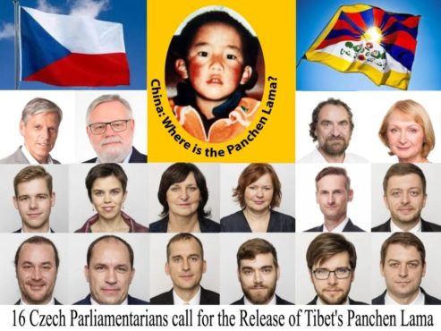 十六名捷克共和国国会议员敦促中共立即释放第十一班禅喇嘛根敦确吉尼玛为首的所有藏人政治犯