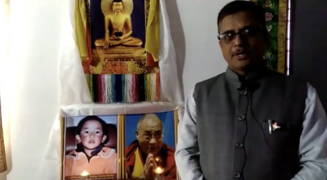 印度“西藏运动核心小組”聯合召集人阿姆魯斯·喬希先生呼籲中共立即釋放第十一世班禪喇嘛及他的家人   照片／ITCO