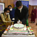 司政洛桑森格在慶典活動上切蛋糕 2020年7月6日 照片/Tenzin Pheden/CTA
